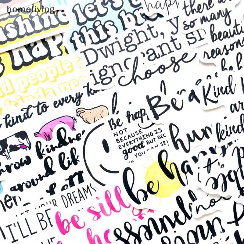 Bộ 50 Miếng Dán Trang Trí Laptop Ván Trượt In Chữ Tiếng Anh Truyền Cảm Hứng