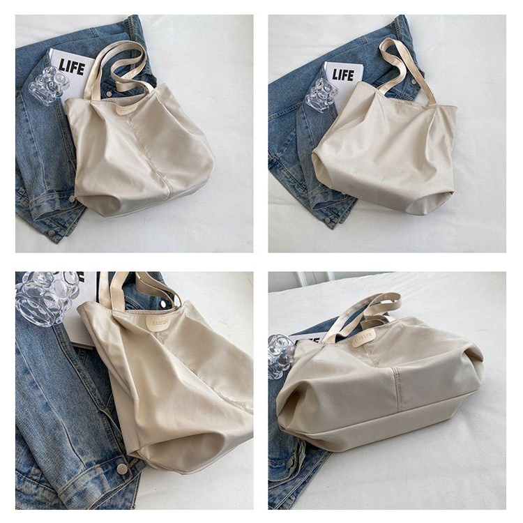 Túi Tote Đeo Vai Bằng Vải Bạt Sức Chứa Lớn 34X33CM Cho Nữ