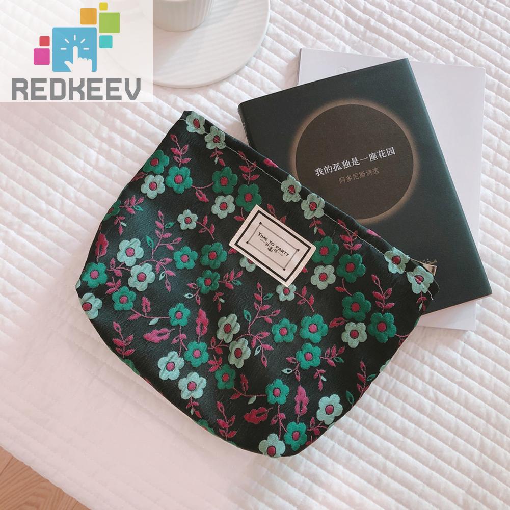 Túi Đựng Mỹ Phẩm Du Lịch Bằng Vải Canvas In Họa Tiết Hoa Sức Chứa Lớn Cho Nữ