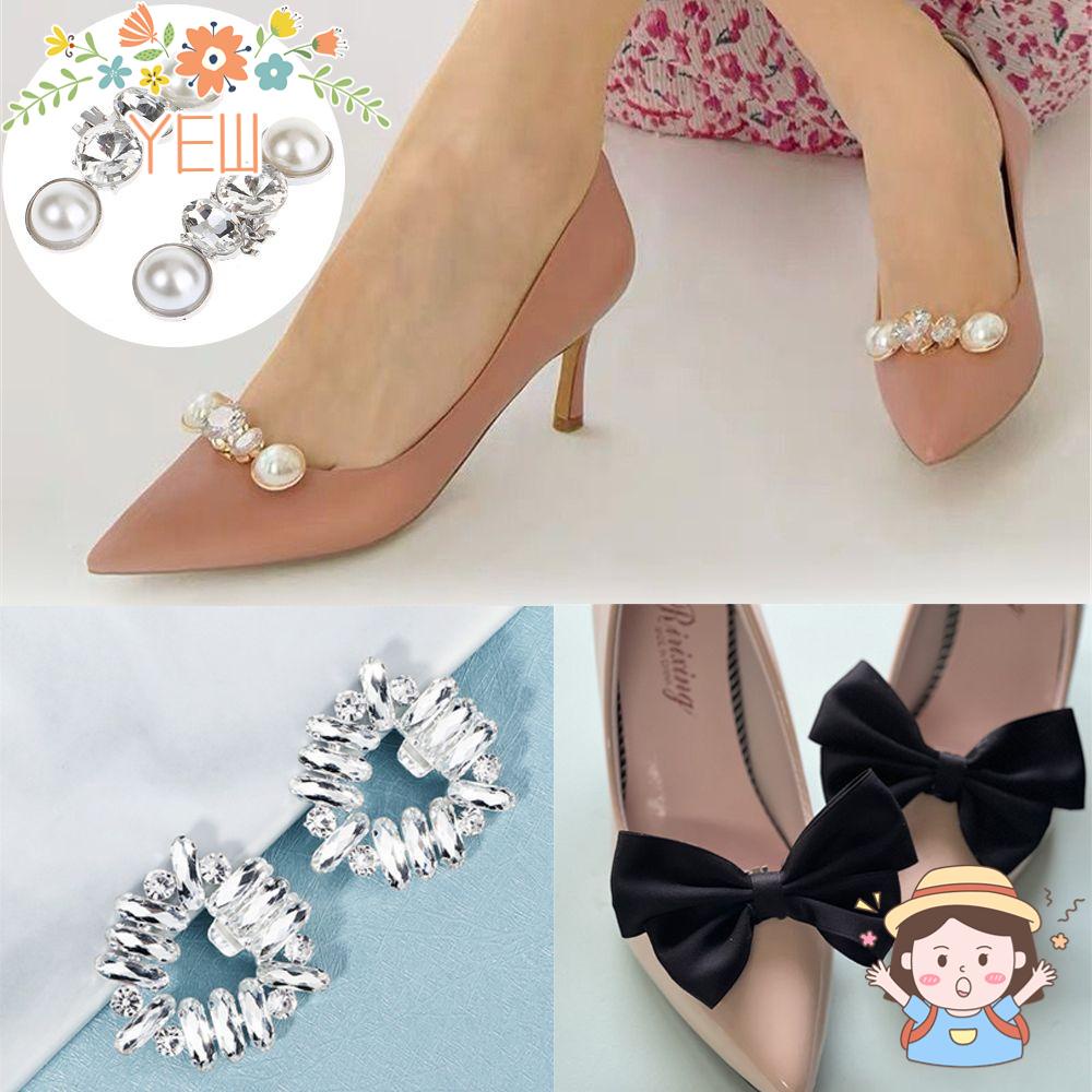 Set 2 Kẹp Hoa Bằng Lụa Lấp Lánh Trang Trí Giày Cho Nữ