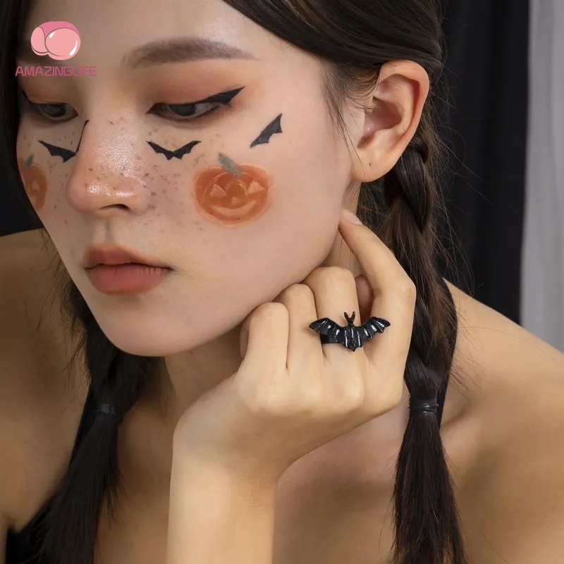 Nhẫn Hở Hình Dơi / Hello Kitty Bằng Kim Loại Nặng Có Thể Điều Chỉnh Phong Cách Punk Cho Nam Và Nữ