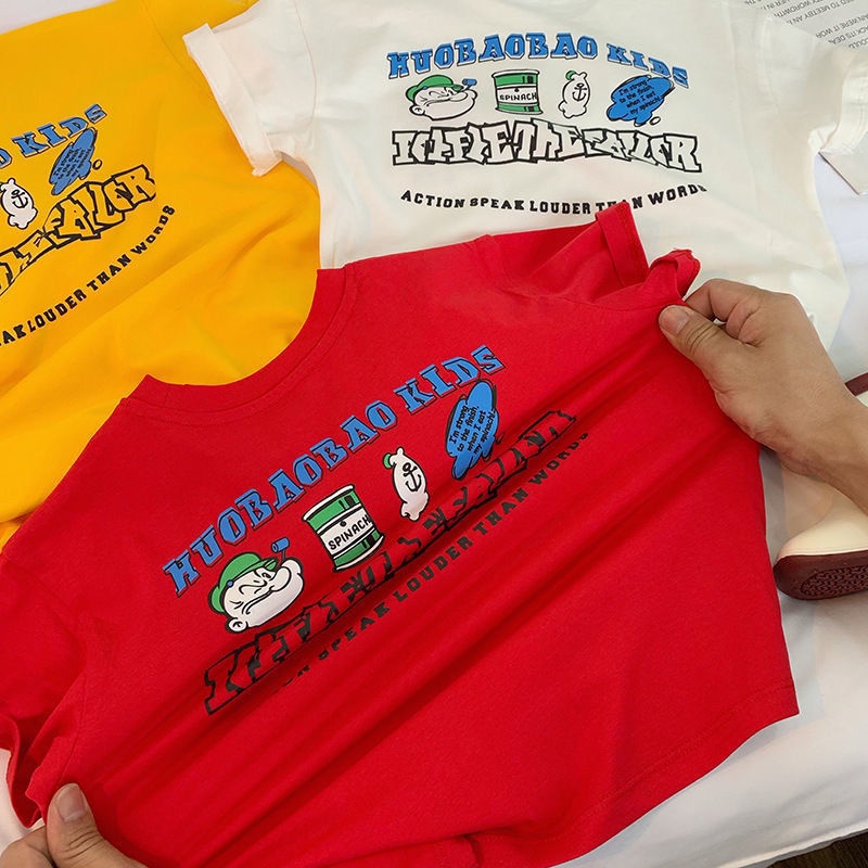 Áo Thun Cotton Tay Ngắn In Họa Tiết Hoạt Hình Thời Trang Mùa Hè 2023 Cho Bé