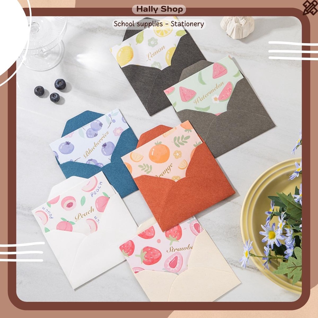 Thiệp Quà Tặng Chúc Mừng Họa Tiết Hoa Qủa  Dễ Thương Cute - Hally shop