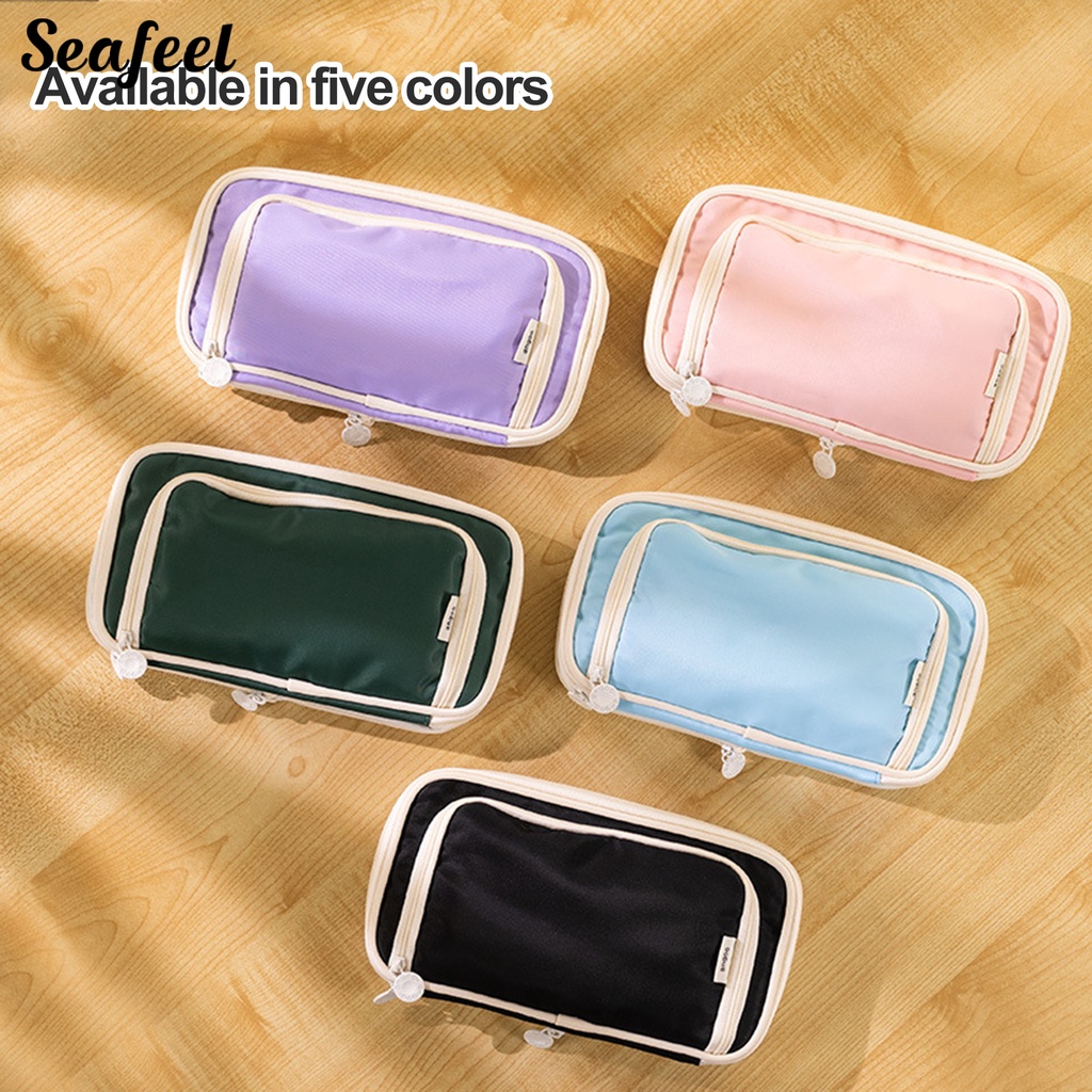 Túi Đựng Bút Bằng Vải Canvas Hai Lớp Có Tay Cầm Đa Năng Dành Cho Văn Phòng