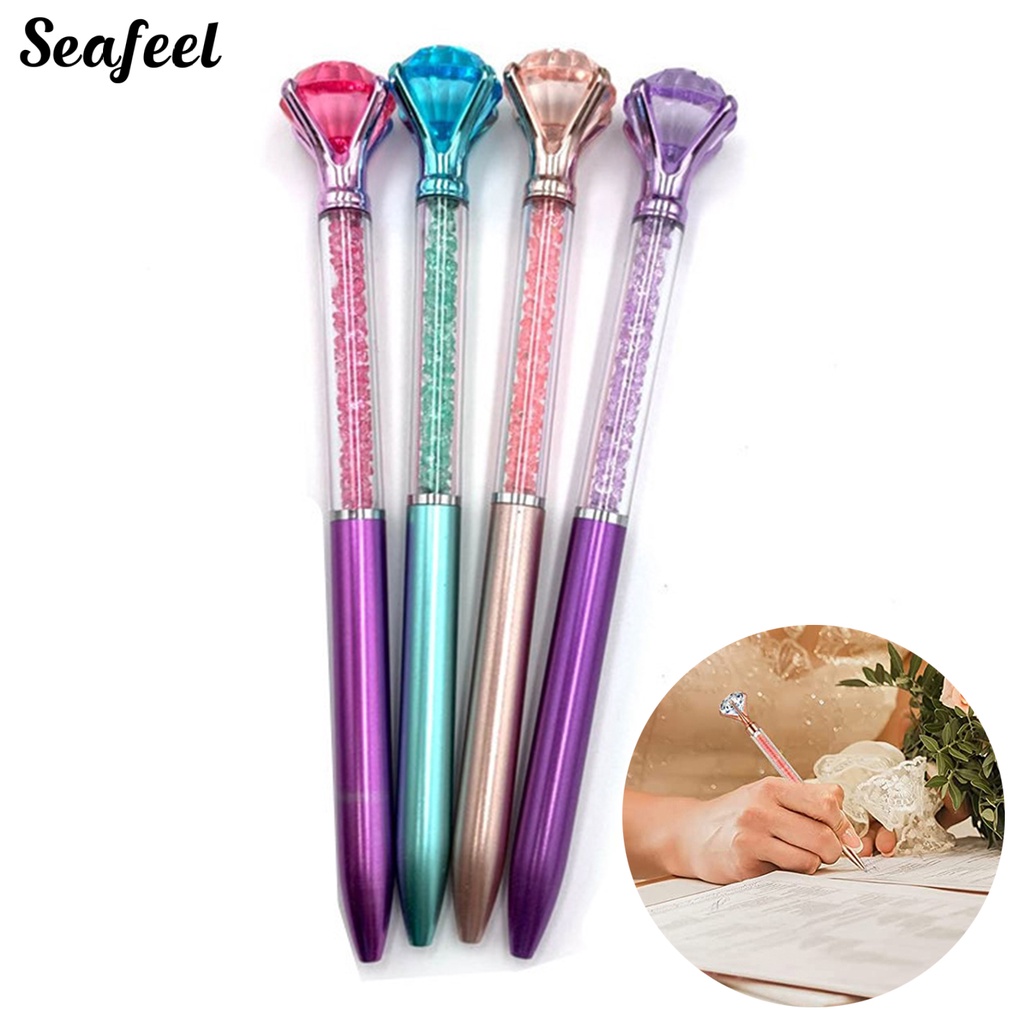 Bút Bi Pha Lê Giả Ngòi Kim Loại Khô Thoải Mái Sáng Tạo