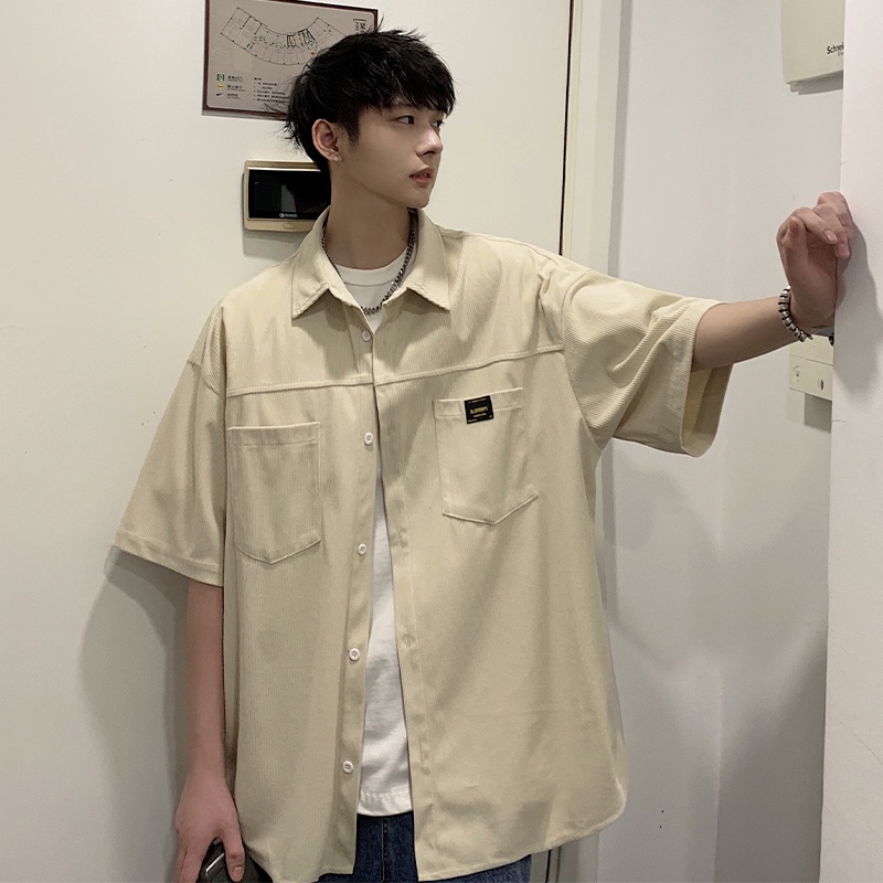 Áo Sơ Mi Tay Ngắn Dáng Rộng Cỡ Lớn Thời Trang Mùa Hè Cho Nam