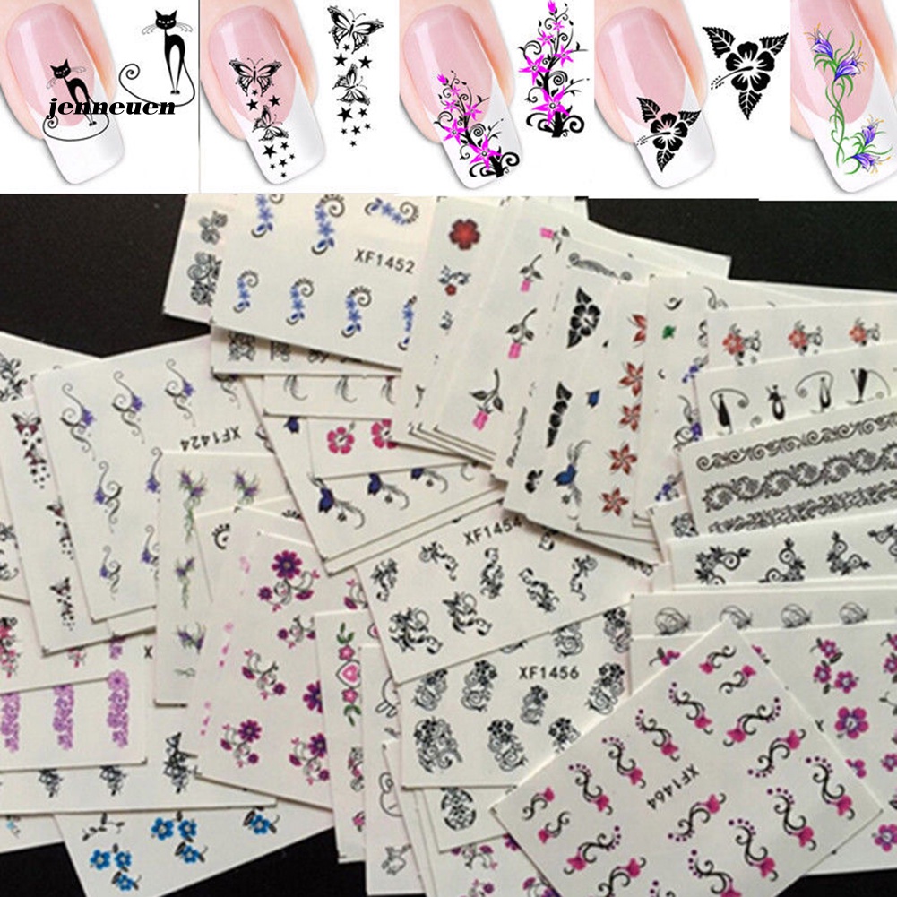Bộ 50 Miếng Dán Trang Trí Móng Tay Nghệ Thuật Chuyển Nước DIY