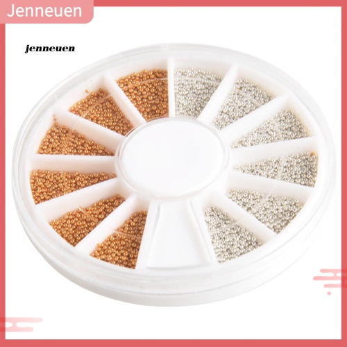 Set 1200 Phụ Kiện Trang Trí Móng Tay 3D Màu Vàng / Bạc Lấp Lánh