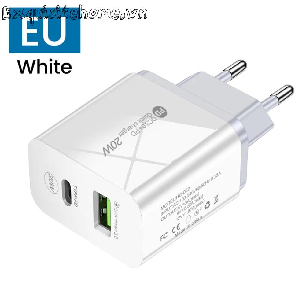 Cốc Sạc 20W Siêu Nhẹ Gắn Tường Tiện Dụng Cho Huawei Xiaomi Samsung