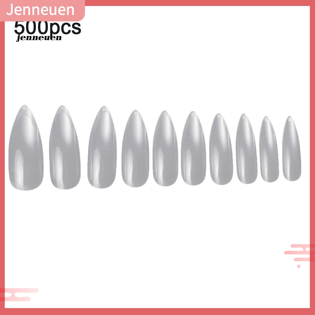 Bộ 500 Móng Tay Giả Đầu Tròn Bằng Acrylic Trong Suốt