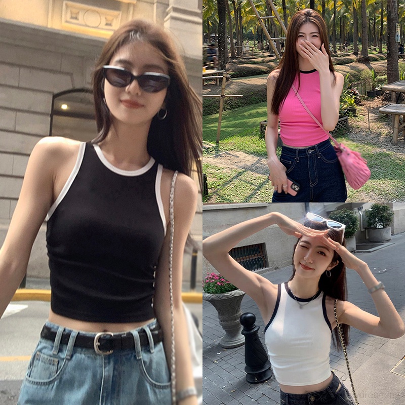Áo Croptop Hai Dây Dáng Ôm Phong Cách Hàn Quốc Thời Trang Mùa Hè Cho Nữ