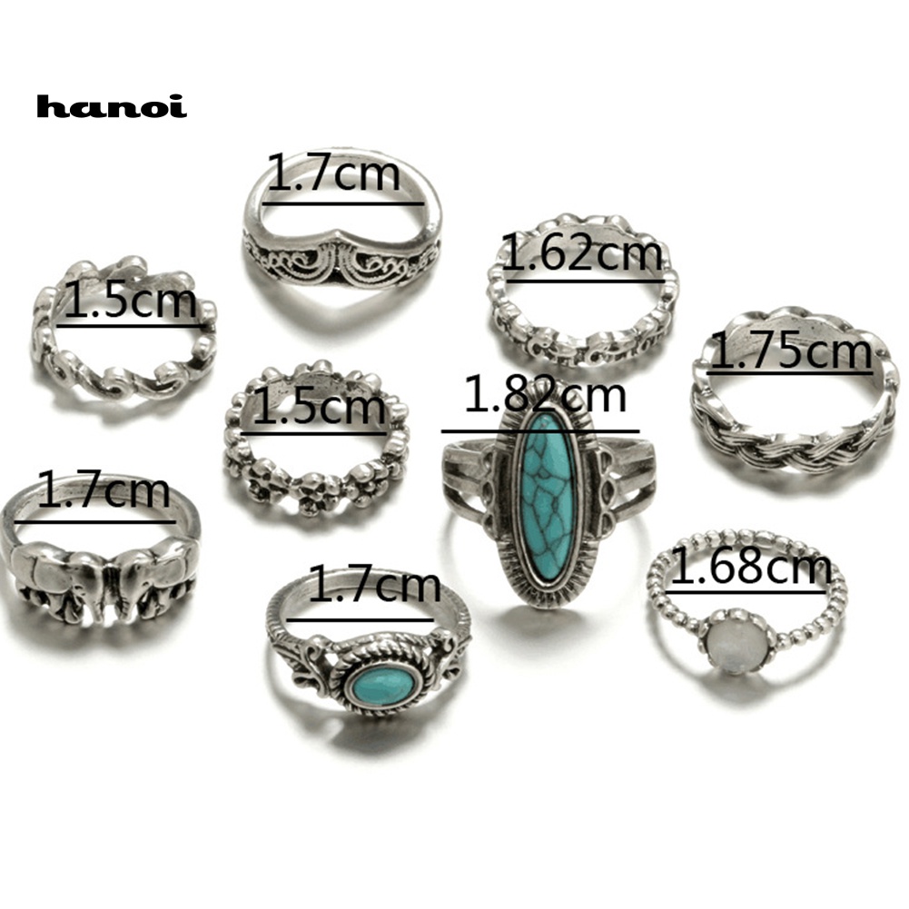 Set 9 Nhẫn Thời Trang Phong Cách Boho Cho Nữ