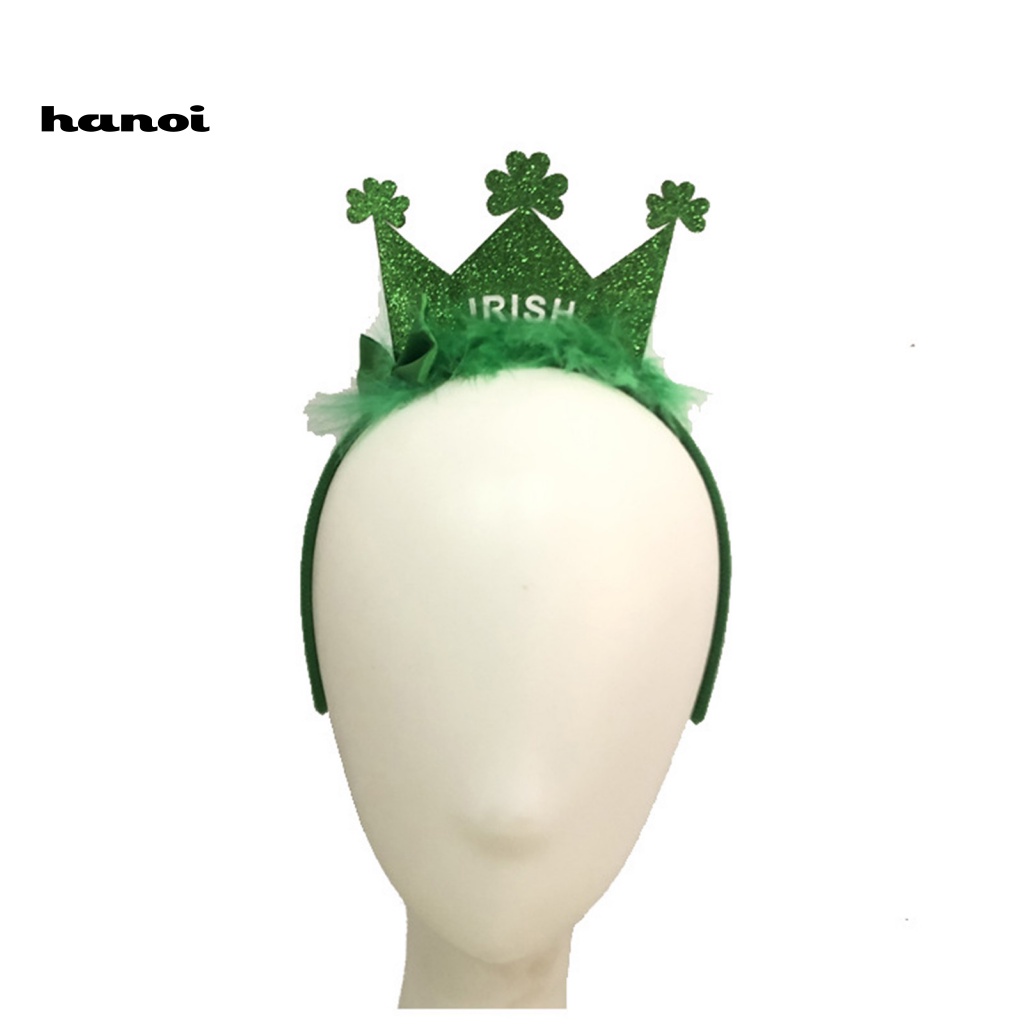 Băng Đô Hình Vương Miện Đính Kim Sa Lấp Lánh Màu Xanh Lá Dùng Hóa Trang