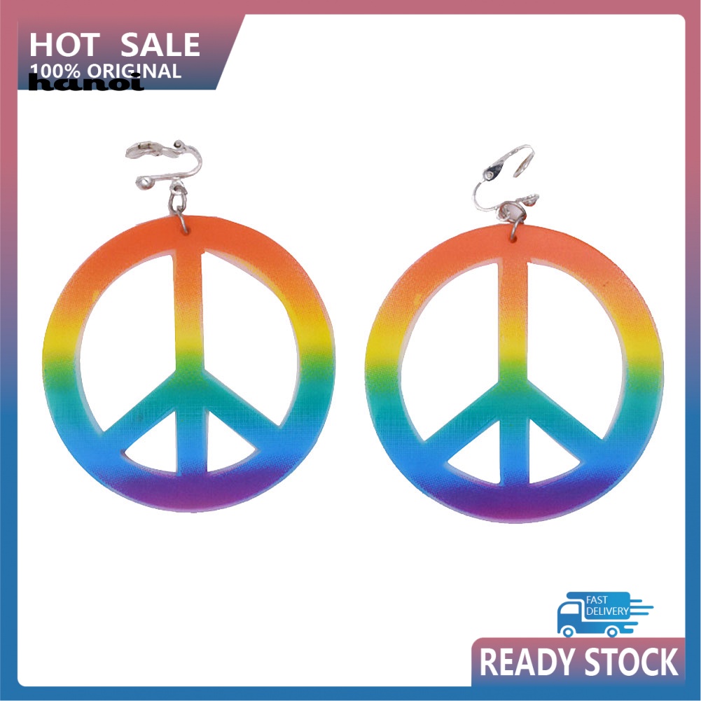 Bộ Vòng cổ + Bông Tai Hình Biểu Tượng Hòa Bình Nhiều Màu Sắc Cho
