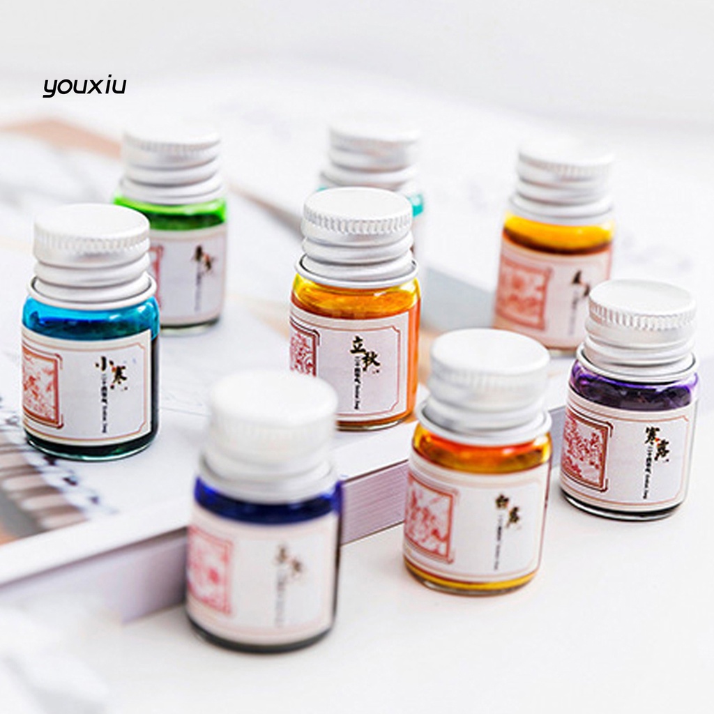 Xy * mực bút viết trơn 24 màu chai thủy tinh mực vẽ đầy màu sắc để viết