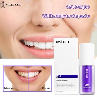 Miss Rose 【Giao Hàng Nhanh】 Kem đánh Răng Smilekit V34 Tím Clean Oral Whitening Toothpaste