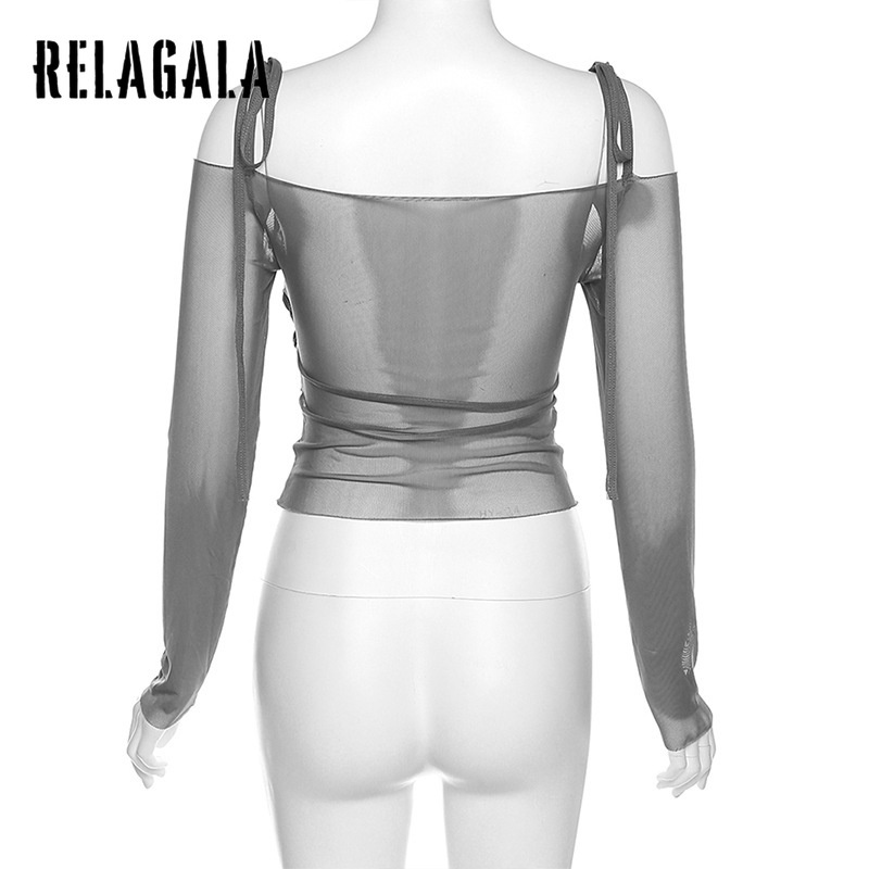 Áo Thun Tay Dài Dáng Ôm Hở Vai Màu Trơn Thời Trang 2023 Dành Cho Bạn Nữ