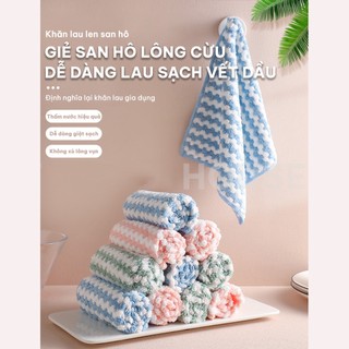 Com bo 10 khăn lau bếp đa năng, khăn lau tay nhà bếp siêu thấm 2 mặt kháng khuẩn