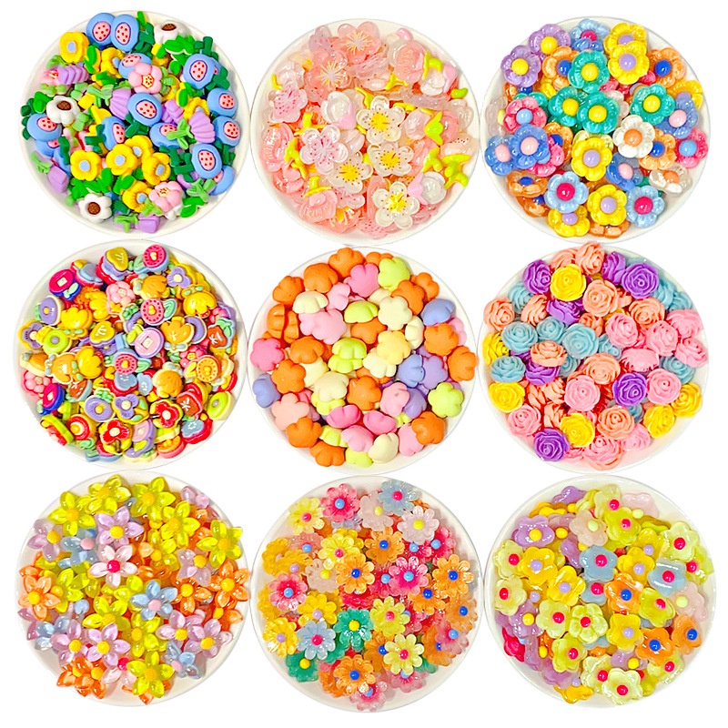 Set 10 / 10 Keo Dán Trang Sức / Kẹp Tóc diy Hình Bông Hoa Bằng Nhựa resin
