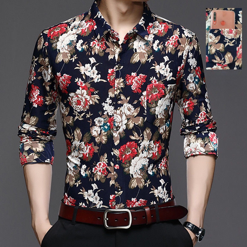 Áo Sơ Mi Nam Dài Tay In Họa Tiết Thời Trang