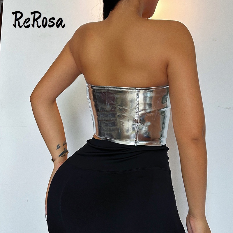 Rerosa Áo hai dây Không Tay Khoét Rỗng Màu Trơn Cắt Thấp Phong Cách Thời Trang Mới 2023 Dành Cho Bạn Nữ