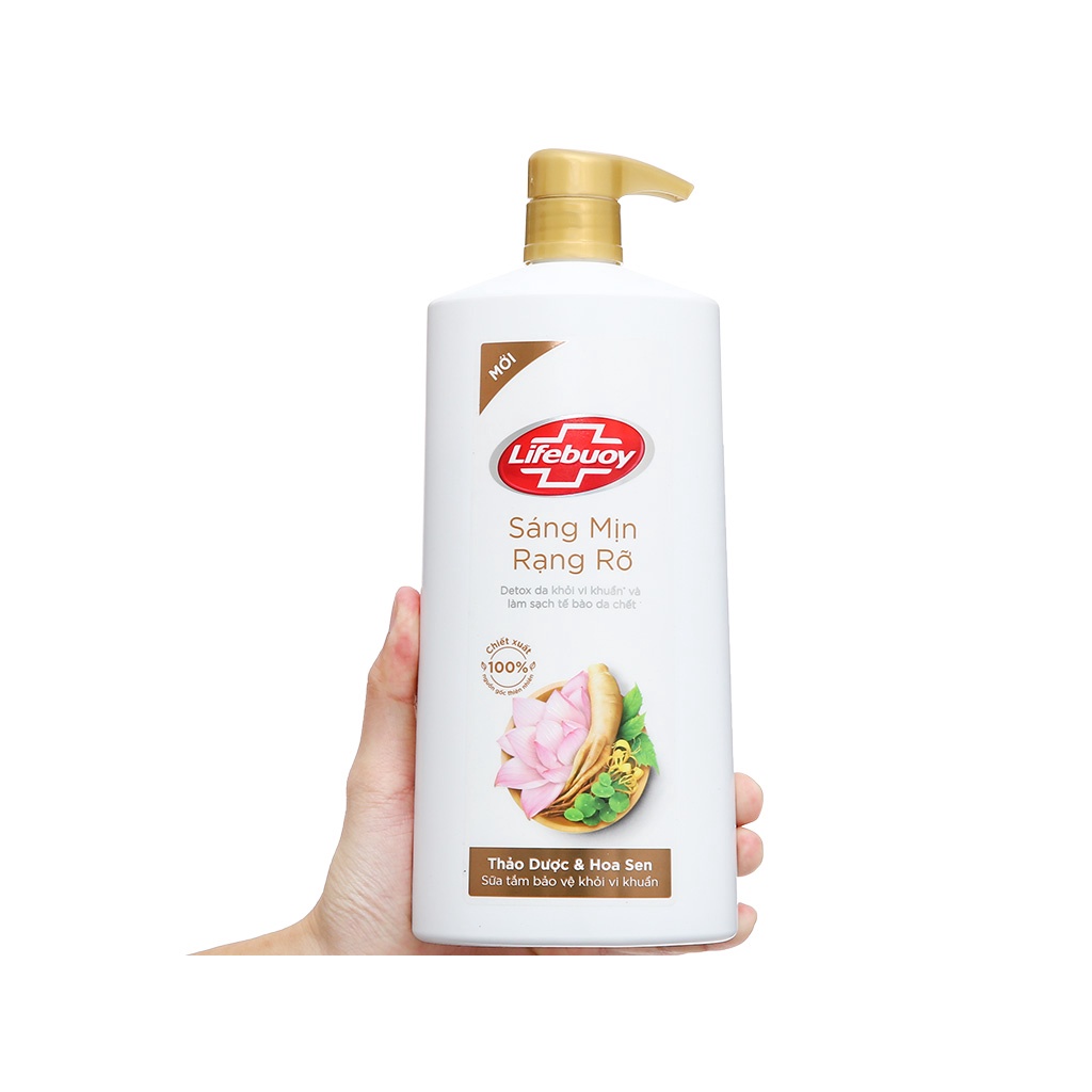 Sữa tắm detox Lifebuoy bảo vệ da khỏi vi khuẩn thảo dược và hoa sen 800G