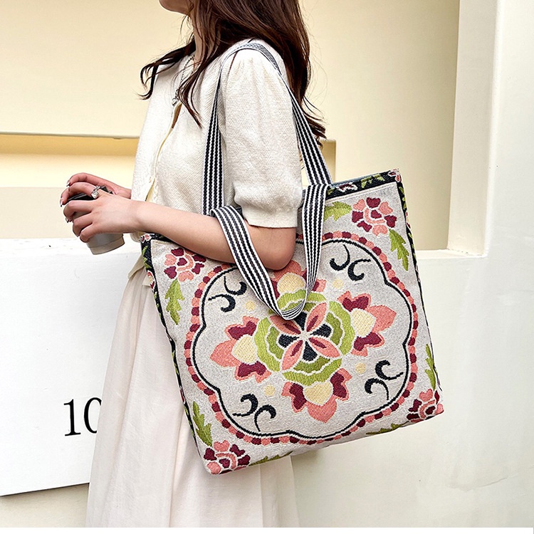 Túi Xách Nữ Vải Bố Thêu Hoa Thời Trang Hàn
