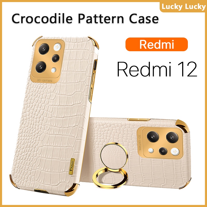 ốp lưng Redmi 12 12C 10C 10A 10 9C 9A 9T Họa Tiết Cá Sấu Giá đỡ vòng đeo tay PU Cover Máy ảnh bảo vệ toàn diện Mạ vàng Mảnh khảnh cảm xúc tuyệt vời Chống vân tay tản nhiệt lót