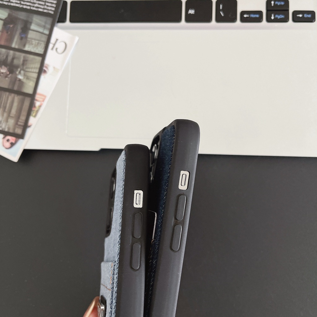 Ốp Điện Thoại Vải denim Có Ngăn Đựng Thẻ Cho Iphone 15promax 14 13 12 pro max xsmax xr x xs 7 8 plus se2020