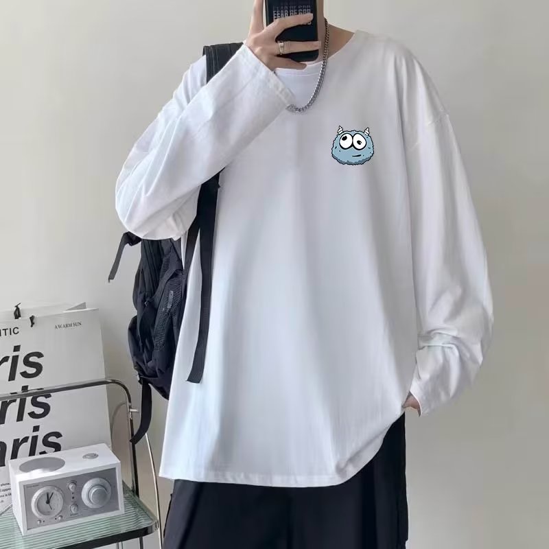 áo phông nam big size có size lớn M-8xl Áo Thun Tay Dài Oversize Chất Liệu Cotton In Họa Tiết Hoạt Hình Phong Cách Nhật Bản Dành Cho Nam Nữ