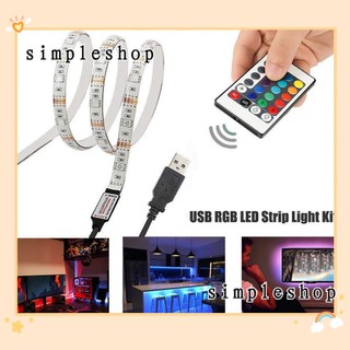 ❀SIMPLE❀ 1m 2m 3m RGB Light 5V Flexible Lamp 5050 LED Strip Desktop PC TV Backlight USB Remote Control Home Decoration Bias Lighting