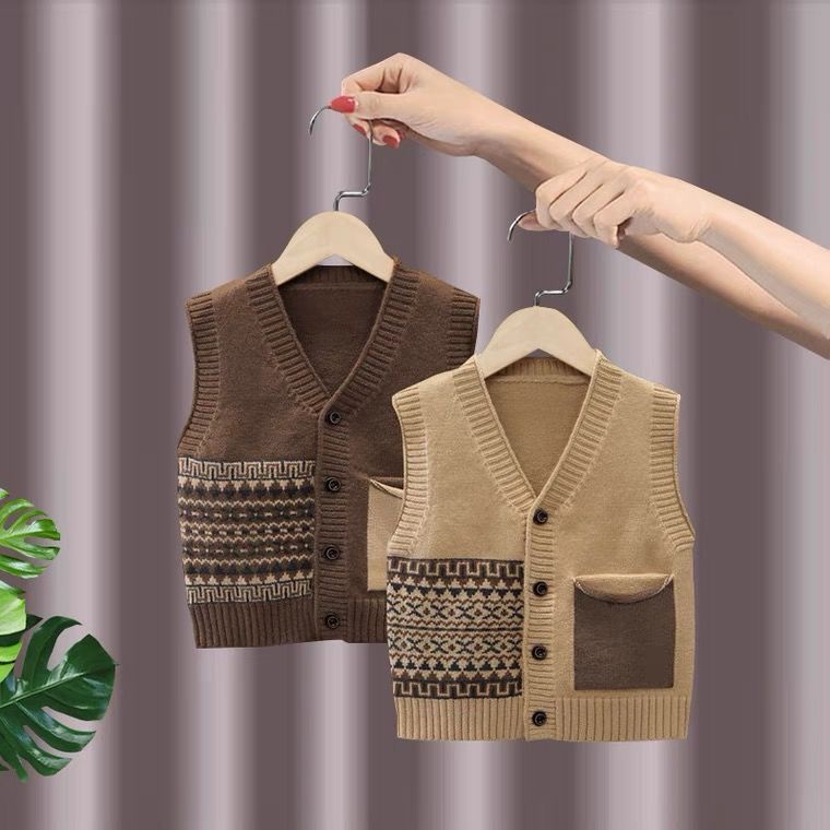 Áo Khoác cardigan Dệt Kim Mỏng Không Tay Thời Trang Xuân Thu Dành Cho Bé Trai