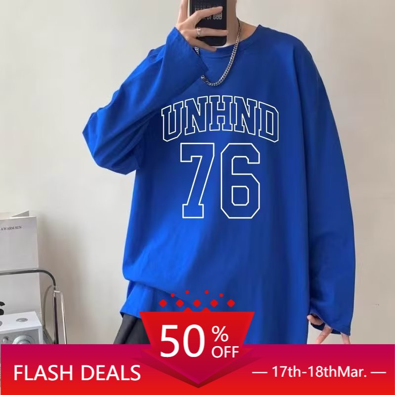 áo phông nam big size có size lớn M-8xl Áo Thun Tay Dài Oversize Chất Liệu Cotton In Chữ UNH Phong Cách Mỹ Thời Trang Mùa Hè Cho Nam Và Nữ