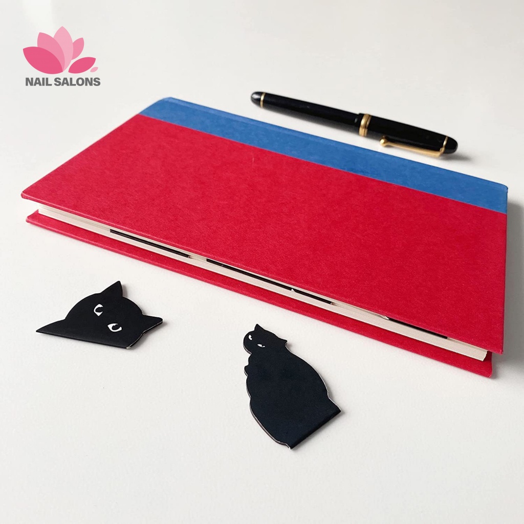 Set 6 Bookmark Hình Mèo Đen Đáng Yêu Có Nam Châm Đánh Dấu Trang Sách Cho Học Sinh