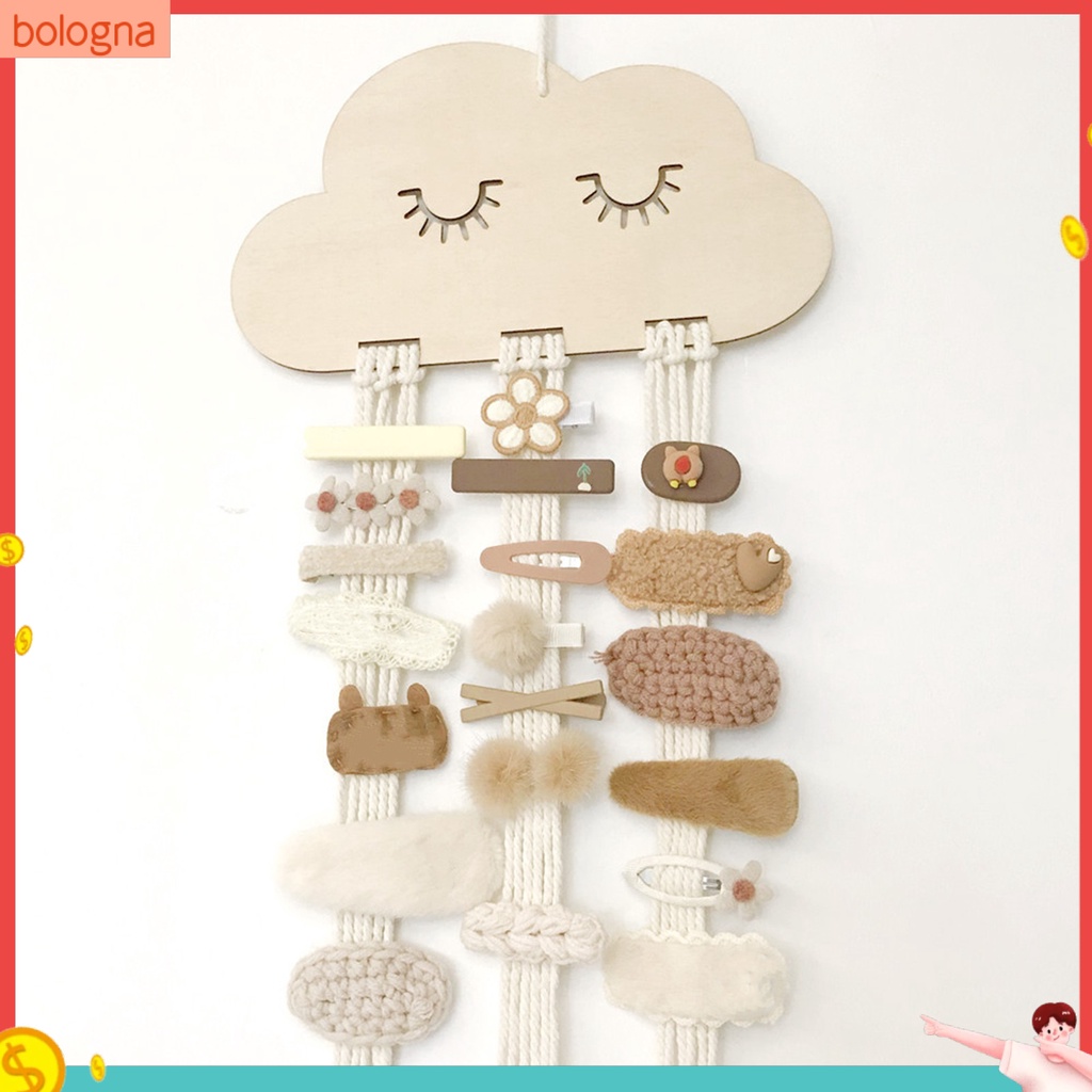 < Bologna > Giá Treo Kẹp Tóc Bằng Dây Cotton Hình Đám Mây Sức Chứa Lớn Trang Trí Nhà Cửa