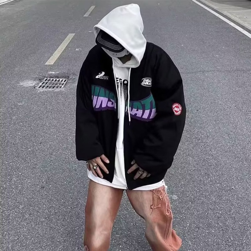 Áo Khoác Bóng Chày Tay Dài Dáng Rộng Thêu Họa Tiết Phong Cách Đường Phố Mỹ Thời Trang Cho Nam Và Nữ