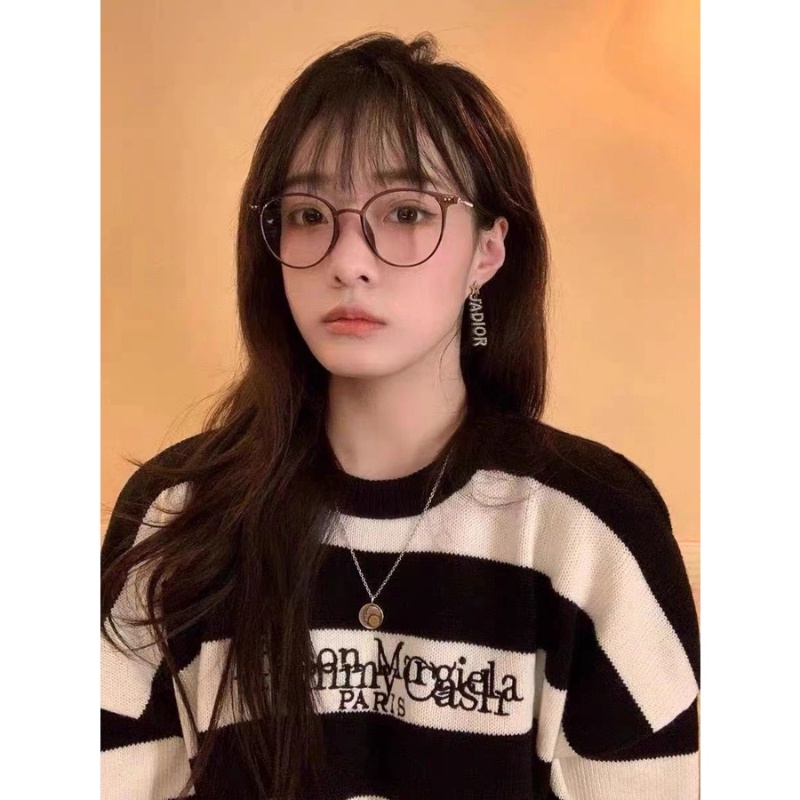 JIUERBA Mắt Kính Gọng Kim Loại Tròn Chống Bức Xạ Phong Cách Vintage Thời Trang Cho Nam Nữ