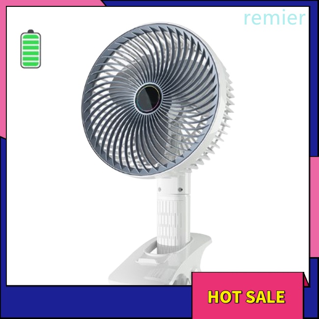 Re portable clip-on electric fan 3 tốc độ quạt làm mát không dây có thể sạc lại usb cho văn phòng để bàn cắm trại