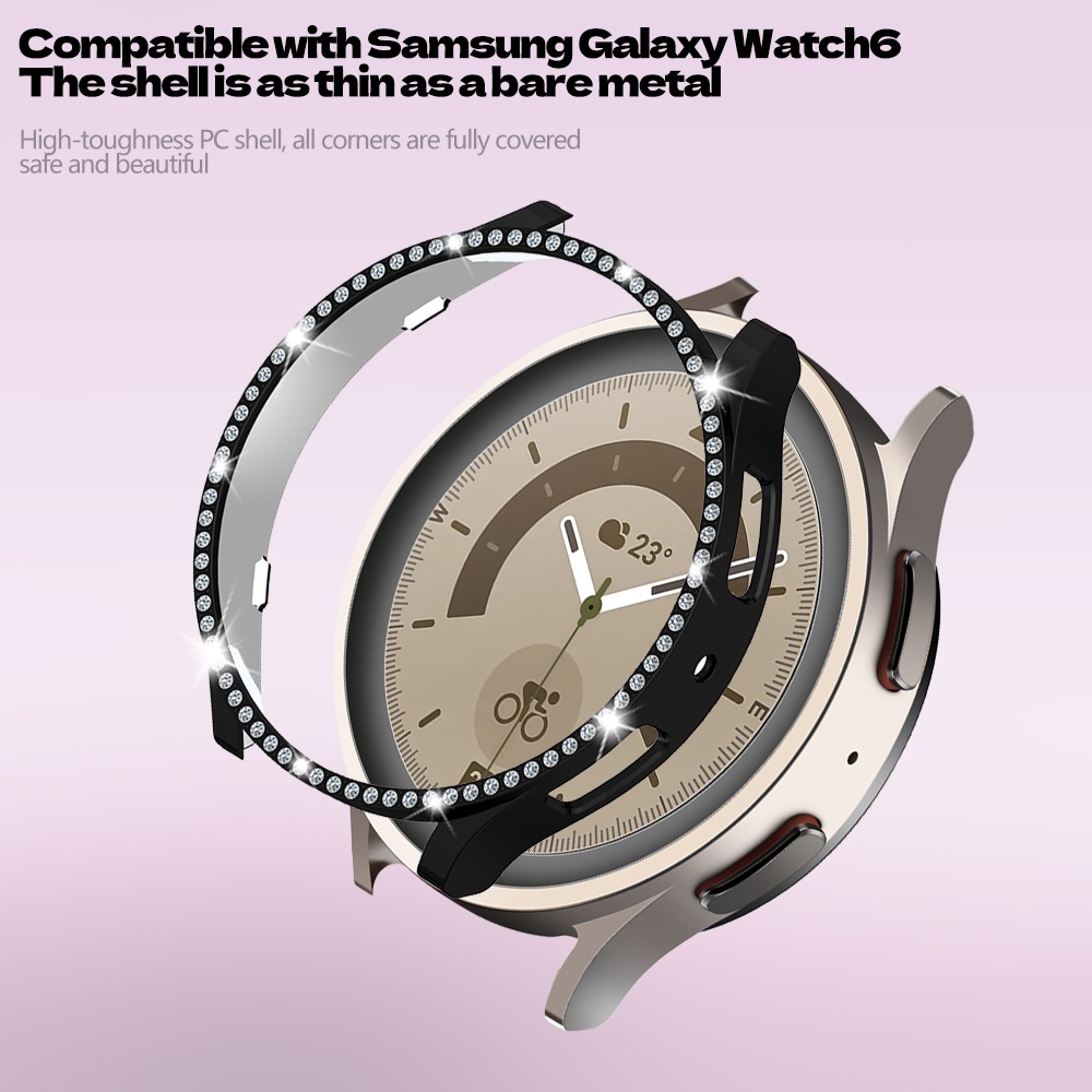 Ốp Bảo Vệ Bằng PC Màu Đen / Bạc Dành Cho Đồng Hồ Samsung Galaxy watch 6 40mm 44mm