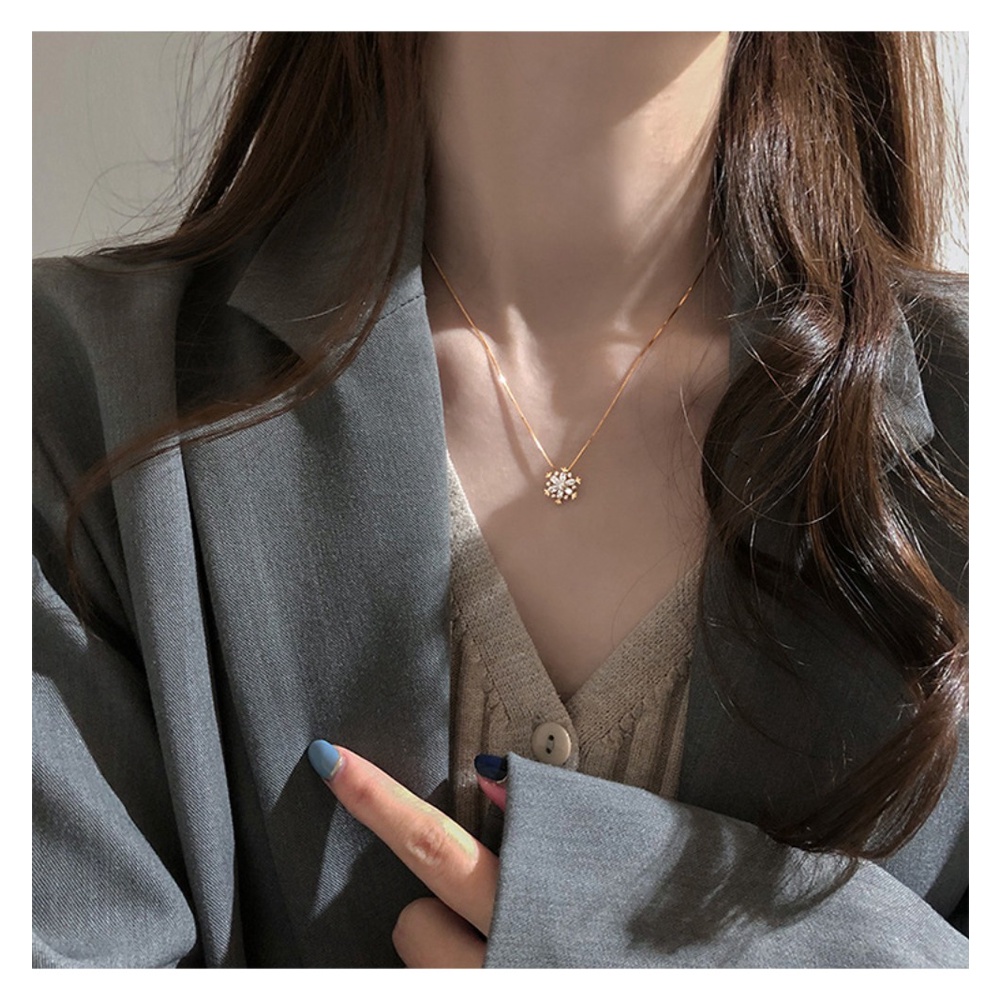 Dây chuyền MANYUE mạ bạc 925 mặt hoa tuyết đính đá sang trọng