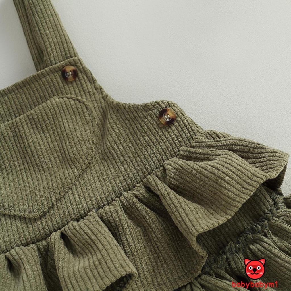 Babybaby-toddler girl dễ thương không tay màu rắn xếp lớp váy treo bèo nhún