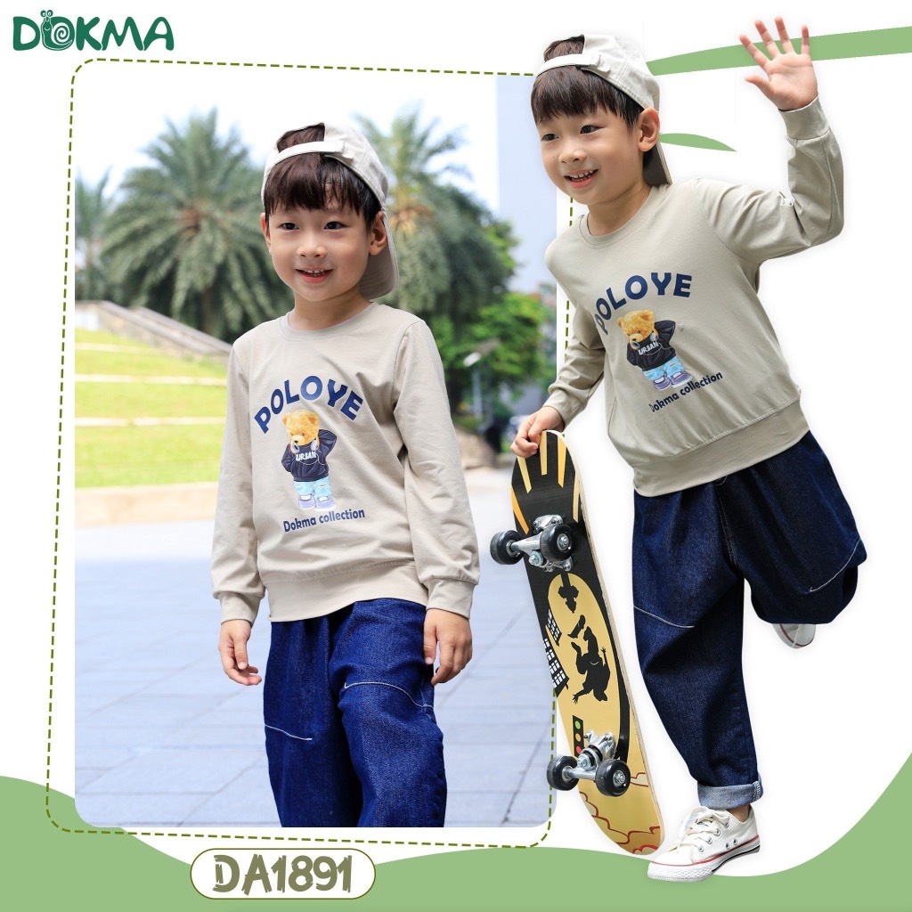 Áo Dokma cổ tròn dài tay cotton cho bé
