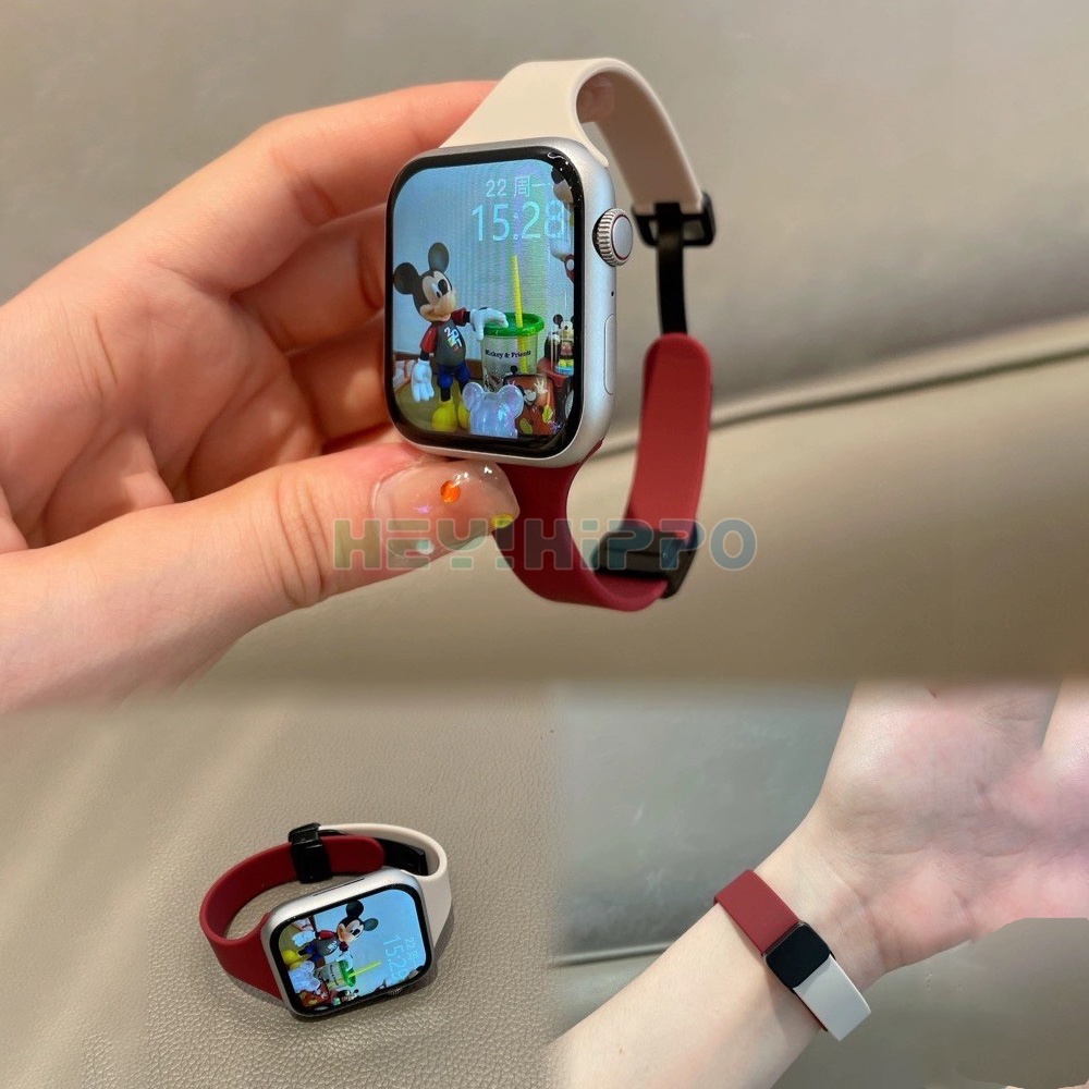 Dây Đeo silicone Khóa Nam Châm Gấp Được Cho Đồng Hồ Thông Minh iwatch 45 / 44 / 42 / 41 / 40 / 49 / 38mm series 8 / 7 / 6 / 42 / 41 / 40 / 49