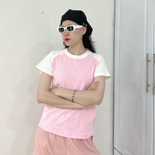 Baby tee raglan trơn basic áo thun phối màu chất cotton