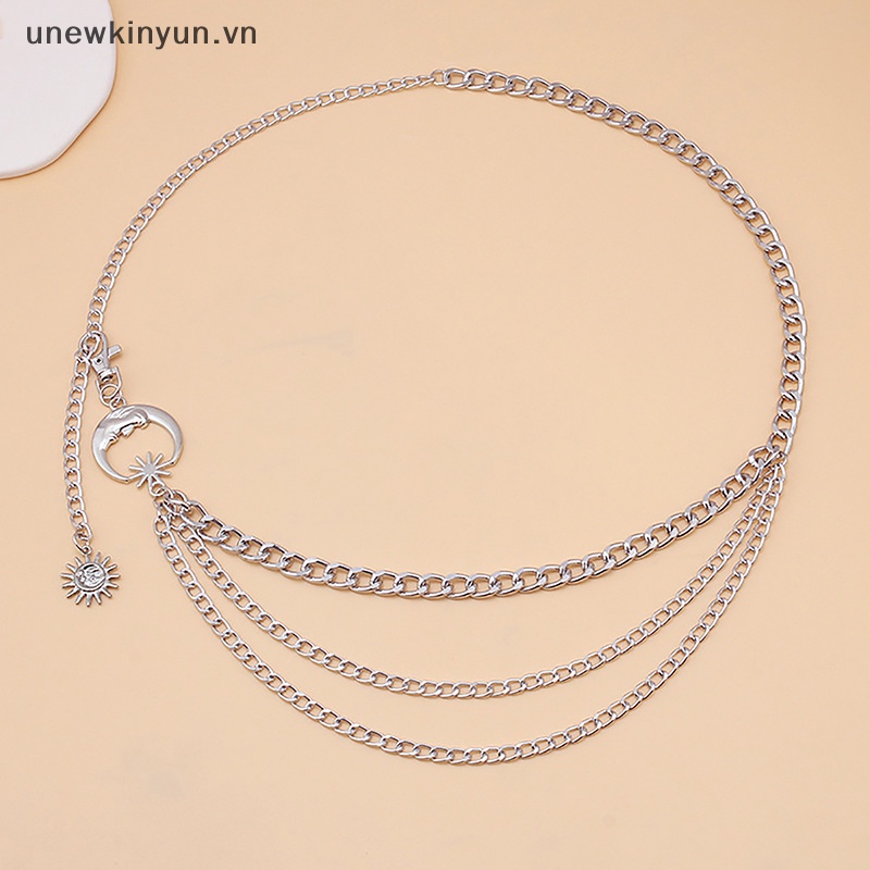 Thắt Lưng Dây Xích Hình Trăng Sao Màu Vàng / Bạc Cho Nữ 1 Cái