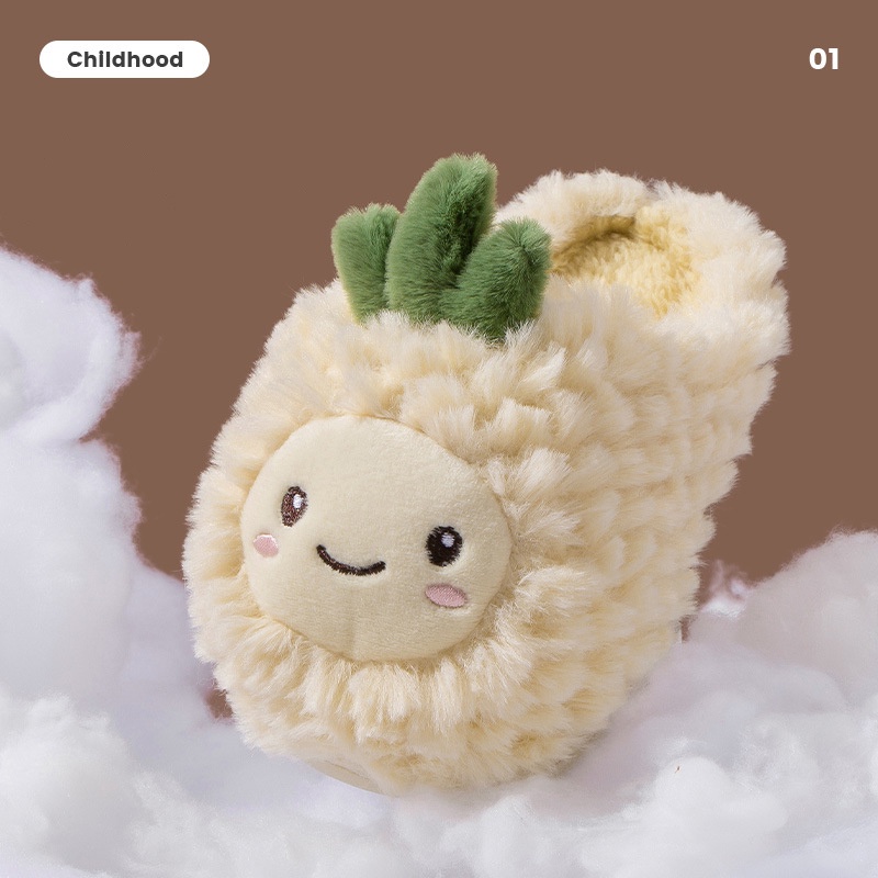 Dép Bông Đi Trong Nhà Chống Trượt Hình Quả Dứa Hoạt Hình Cho Bé