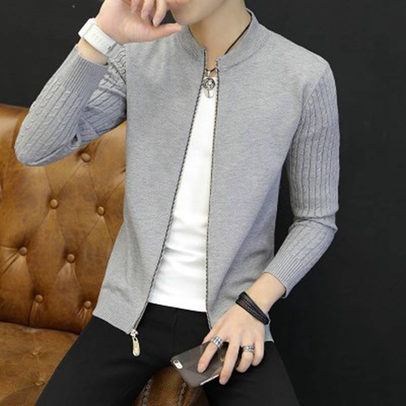 Áo khoác nam Befoyi SLC152 len sọc dây kéo cổ đứng Hàn Quốc size M-3XL