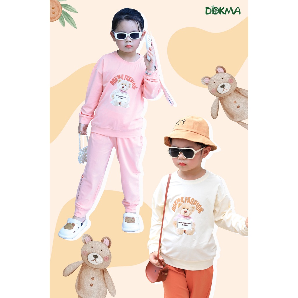 Bộ Dài Tay DOKMA Bo Gấu Kết Hợp Hình In Đáng Yêu Cho Bé Mã DB1813, DB1881