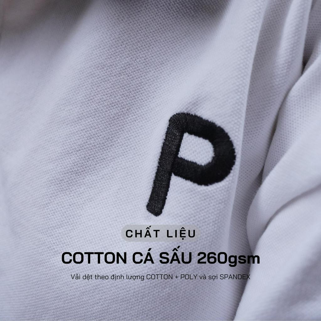 L11 - Áo Polo Cotton Cá Sấu 260gsm PAMSTUDIO , Áo Polo Thêu Chữ Unisex