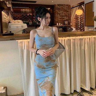 [TESN] Đầm Dài Không Tay Hở Lưng Phong Cách Bãi Biển Mùa Hè Quyến Rũ Cho Nữ OOQ
